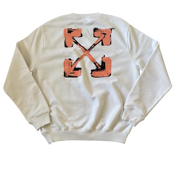 NWT OFF WHITE Unisex Main Painted Arrows Crewneck Sweatshirt Pink White Size L - Picture 1 of 13